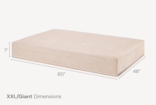 Image of Barker Beds Giant Orthopedic Dog Bed - 7 inch Memory Foam Mattress - 100-300 lbs - Joint Pain & Arthritis Support - Washable Cover - 60 inchx48 inchx7 inch - Driftwood Linen