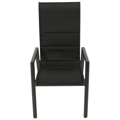 DEGAMO Gartenstuhl Stapelsessel Lagos Hochlehner, Aluminium anthrazit + Kunstgewebe gepolstert schwarz, wetterfest, Outdoor, 4 STÜCK