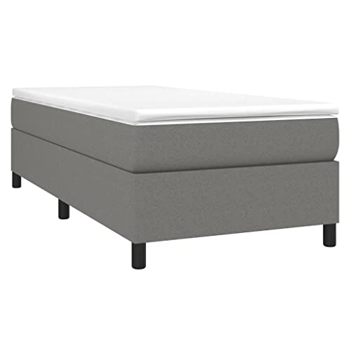 vidaXL Boxspringbettgestell, Polsterbett Bett für Schlafzimmer, Bettrahmen mit Lattenrost, Schlafzimmerbett Einzelbett, Dunkelgrau 100x200cm Stoff