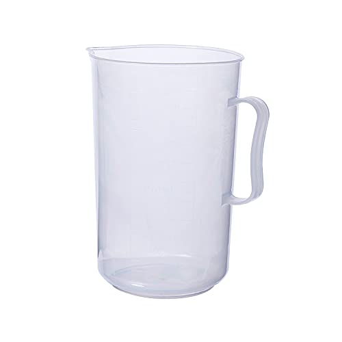 Heyiarbeit Measuring Cup 2000ml PP Plastic Graduated Cup Tapered Spout Measurement Beaker Transparent with Handle for Lab Kitchen Industrial 1pcs