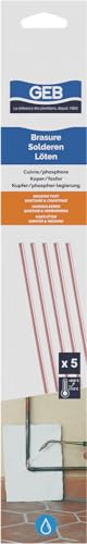 GEB Baguettes de cuivre/phosphore pour brasage Fort. S'utilise sur tuyauteries d'installations sanitaires, de Chauffage… - 5 Baguettes