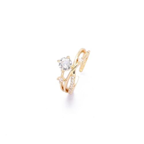 Image of SALTY Anti Tarnish Clarissa Promise Finger Ring for Women | Adjustable Fancy Jewellery Design | Fashion Accessories for Girls | Minimal Jewelry | Marriage, Birthday | Gift for Valentine Day