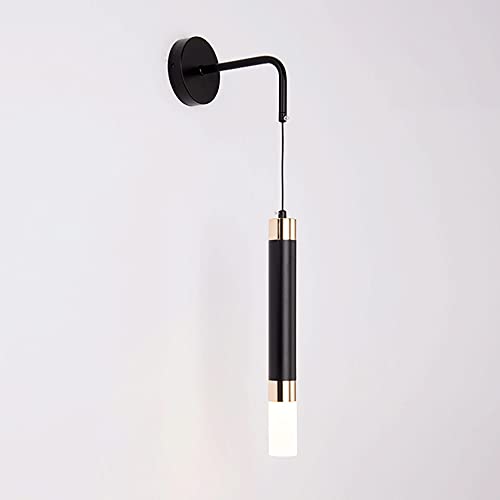 Lámparas de pared LED modernas tipo aplique negro de tubo largo cilíndrico para interiores 2