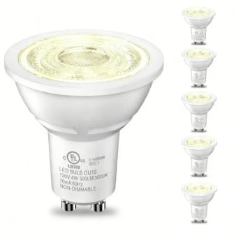 TJOY GU10 LED Light Bulbs Non-Dimmable, 4W, 3000K Warm White, 300LM, Equivalent 35W, 2 Prong GU10 Bulbs Replacement for Recessed Track Lighting, MR16 LED Bulb for Living Room, Range Hood, 6 Pack