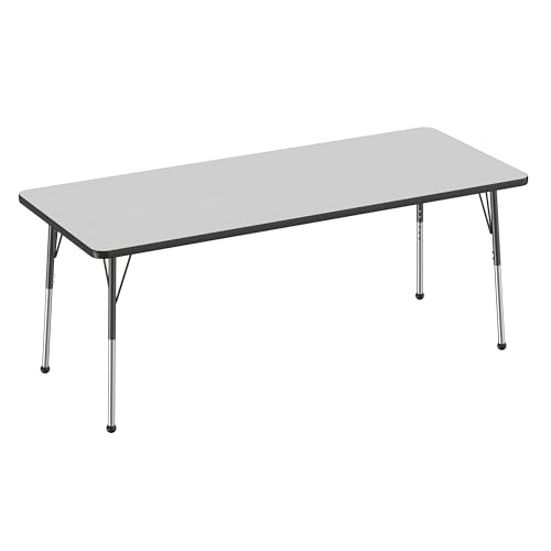 FDP 30" x 72" Rectangle Table with Ball Glide Legs - Gray/Black