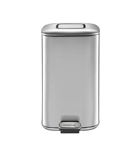 Image of Obsessions EKO Soft-Close Bathroom Trash Can - 6L Stainless Steel Pedal Bin with Lid & Liner, Elegant Metallic Waste Basket for Home & Kitchen