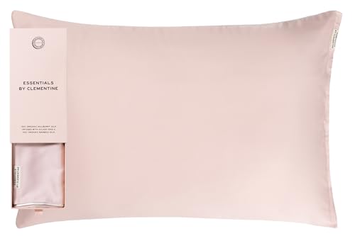Image of Clementine Sleepwear Essentials Organic Queen Size Pillowcase Ballet Pink | Two-Tone Bamboo and Silver Ion Silk for Acne-Prone Skin, Anti-Aging, and Hydrated Hair and Skin