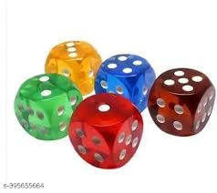 DIGSMORDEN Ludo Dice 16mm (Multicolour) β Bright Multicolor Design Dice Set for Board Games | Durable Plastic Six-Sided for Ludo, Snakes & Ladders, Monopoly, and Other Board Games (Pack of 5) 2