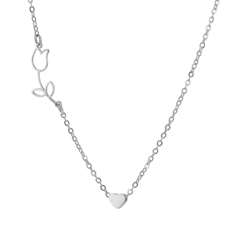 Collier minimaliste Lily argent 925, bijou tulipe pour fille