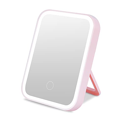 Bird&Fish Led Vanity Mirror With Lights Touch Control 3 Color Lighting Modes Portable Cosmetic Travel Tabletop Make Up Lighted Desk Mirror Usb Rechargeable (Pink) #TOP1