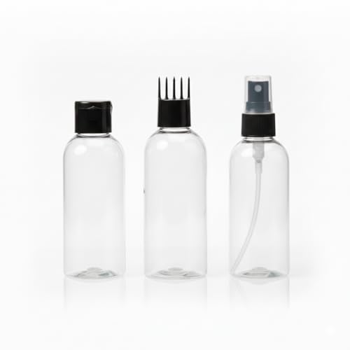 ERZA Empty Hair Care Bottle Set | Flip Cap, Hair Oil Comb Applicator & Spray Bottle | Refillable Leak-Proof Containers for Home & Salon Use (Pack of 3)