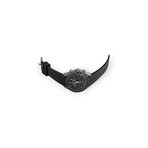 Bracelet caoutchouc MoonSwatch résistant eau noir onyx rayé