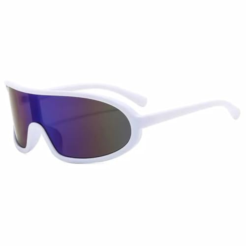 Lunettes Steampunk une pièce protection UV400 blanc et bleu