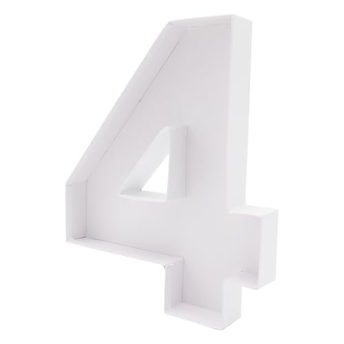 Image of 12 inch Fillable Number Paper Mache Cardboard Cutouts Sweet Charcuterie Board Tray (White, 4 Shape)