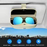 Dualshine Car Sun Visor Glasses Case Holder Clip, Eye Sunglasses Organizer Mount with Ticket Card Clip Apply to All Car Models, Sunglass Clip Holder for Car Sun Visor,Eye Glasses Storage Box (Beige)
