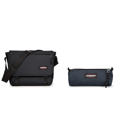 EASTPAK Delegate + Sac Bandoulière, 27 L - Black (Noir) & BENCHMARK SINGLE Trousse, 27 L - Triple Denim (Bleu)