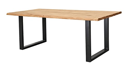 Home Heavenly - Mesa Comedor Madera Derby Estilo Industrial, Mesa Madera Roble Salvaje, Patas Metal Forma U 200 X 100 Cm Home Heavenly - Mesa Comedor Madera Derby Estilo Industrial, Mesa Madera Roble Salvaje, Patas Metal Forma U 200 X 100 Cm
