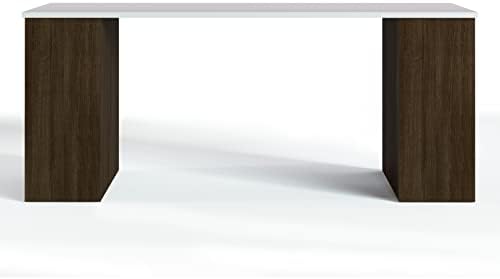 Amazon Brand  Movian Boss Desk with Shelves, 180 x 80 x 75 cm  Dark Oak/White