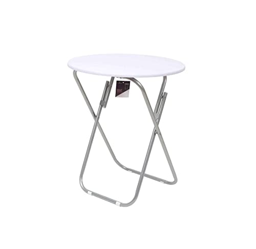 thesecrethome.es   Mesa Plegable de Madera y Aluminio   Mesita Multifuncional   Mesa Redonda, Cuadrada, Rectangular   Mesa Auxiliar para Terraza, Balcón, Camping o Jardín (Blanco   Diámetro 60 cm)