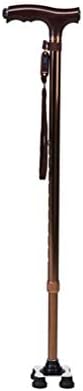 ZAPION 2 in 1 Crutches - Old Man Crutches Aluminum Cane Elderly Small Square Cane Telescopic Non-Slip Cane Crutch Four/one-Legged Crutches with LED Lights,Coffee