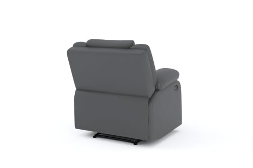 Image of Amazon Brand - Solimo AeroEase Velvet Fabric | Single Seater Sofa Recliner | Manual Recliner (Leatherette Grey)