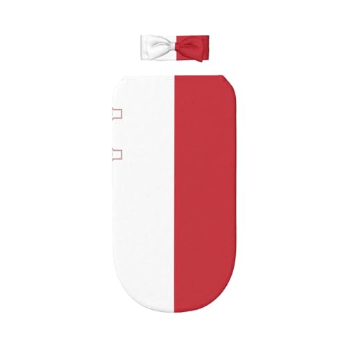 WBQLSL Juego de manta para envolver con diseño de bandera de Malta y diadema supersuave, manta para bebé después del baño