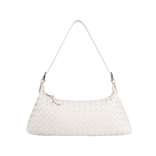 Woven Shoulder Bags for Women, Small Crossbody Handbags Vegan Leather Hobo Purse Trendy Crescent Tote Bag Cute Clutch - Main Image