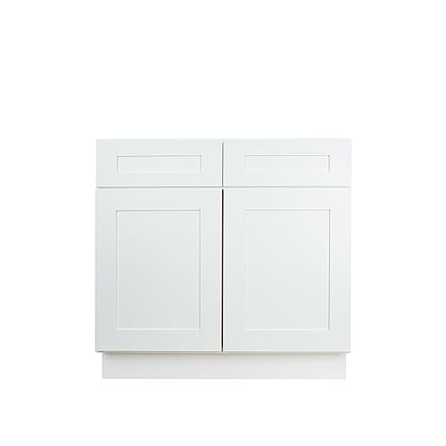Hollywood Fabiani Design Sink Base Kitchen Cabinet 33 in. W x 24 in. D x 34.5 in. H in Shaker White Ready to Assemble