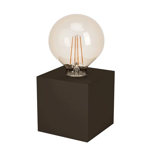 Eglo Lámpara de mesa Prestwick 2, 1 Lámpara de mesa de llama industrial, lámpara de noche de metal, lámpara de sala de estar en bronce oscuro, lámpara con interruptor, zócalo E27