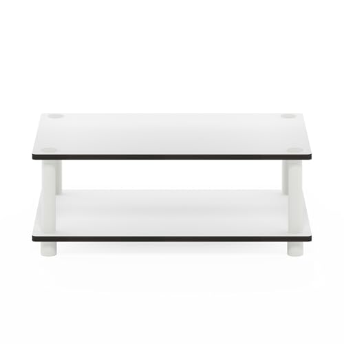 Image of Furinno JUST Toolless 2-Tier Modern Coffee Table with Open Shelf, Side Table, for Living Room, Bedroom, Home Office, Plain White