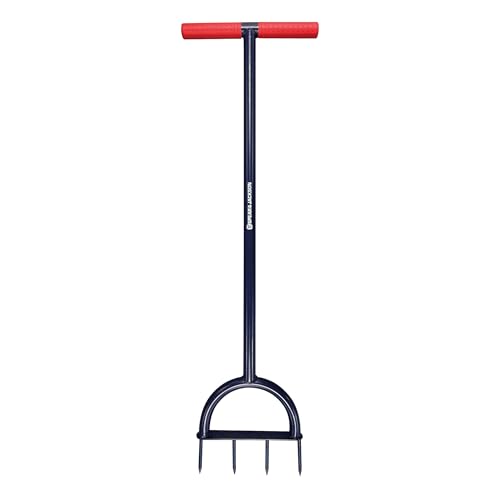 Spear & Jackson 4852LSA Aérateur de pelouse à Pointes en Acier Carbone, Construction Tout métal, poignée en T Large avec Grips antidérapants et Repose-Pied intégré