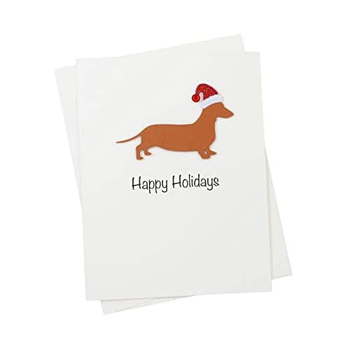 Red Smooth Dachshund Christmas Cards Pack of 10 Handmade