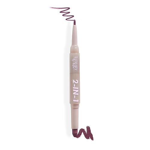 Luxury by Sofia 2 in 1 Lipstick Lipliner Retractable Pencil Semi Matte, Vegan, All Natural, Cruelty Free