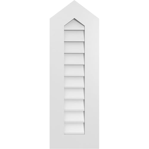 TrueCraft PVC Peaked Top Surface Mount Gable Vent, 12"W x 36"H Overall Frame Size, 9/12 Pitch: 1" x 3-1/2" Standard Trim Frame, Non-Functional