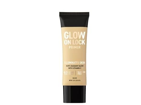 Glow On Lock Water-Based Illuminating 12-Hour Hold Face Primer with Vitamin C, 1.52 fluid ounces pack of 1