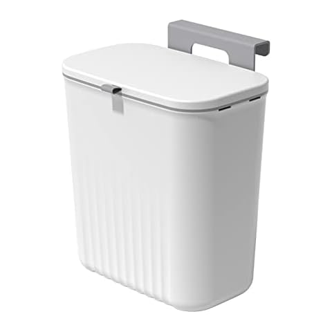 Byworldtasic Hanging Trash Can with Lid for Counter Top or Under Sink, Kitchen Cabinet Door Trash Can for Cupboard/Bathroom/Bedroom/Office/Camping, Mountable Indoor Compost Bucket Cover