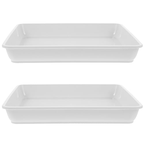 DEARMAMY Bac Plastique Carré 22x22 pour Pot de Fleurs, Lot de 2pcs, Plateau en Plastique Blanc Fond Plat pour Maintenir L'humidité des Plantes et Bonsaïs