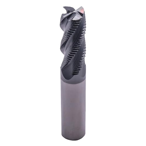 Image of 4 Flute Solid Carbide Roughing End Mill(1Pc, 1 /2 inch), ALCrSiN Nano Coated | 35 Helix, 1 /2 inch Cutting Dia, 1 /2 inch Shank Dia, 1-1 /4 inch LOC, 3 inch OAL, for Milling Alloy Steel, Carbon Steel, Cast Iron