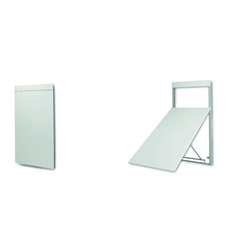 Generico Foldy - Table pliante murale économe en argent blanc, 100 % fabriquée en Italie, robuste et élégante, design moderne pour cuisine et salon -...