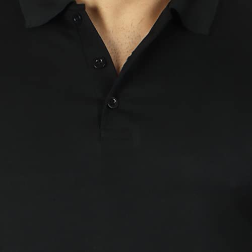 Image of Regular Fit Solid Men Polo Neck Collar T-Shirt Pack of 1 Black