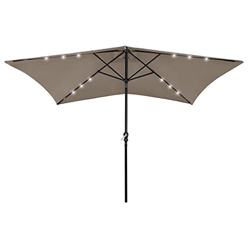 GROSERY Garden Parasol Taupe Polyester, Powder-Coated Steel, 6.6x9.8 ft Rectangular,