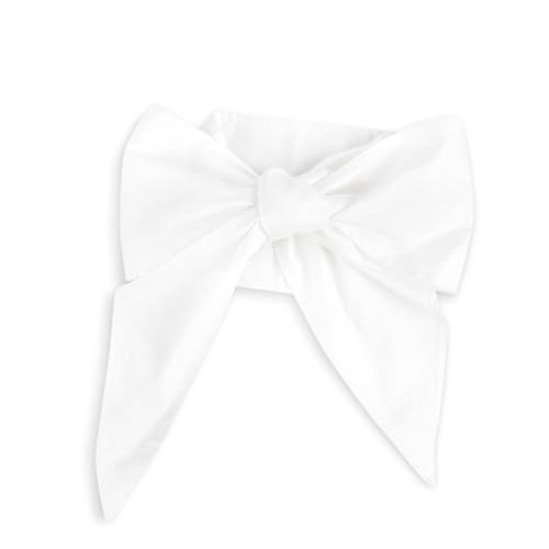 Image of Man Fai Sky Newborn Swaddle Sash, Soft Cotton Bow Decorative Strap for Swaddles, Adorable Maternity Bow Sash, 70x5.5 Inch, White