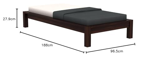 ONIJA Solid Sheesham Wood Single Size Bed Without Storage Palang for Bedroom | Wooden Cot Furniture Bed for Home and Hotels - Walnut Finish - Image 2