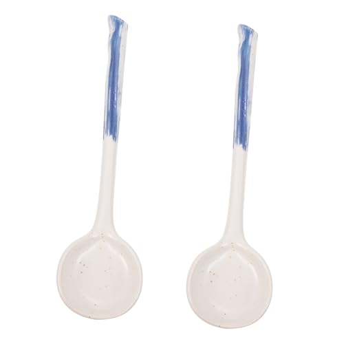 HOLIDYOYO 2pcs Rice Spoon Asian Ramen Japanese- Style Ladle Decorative Spoon Retro Soup Spoons Chinese Spoons Chinese Soup Spoons Japanese Soup Spoons Japanese- Style Spoon White Ceramics