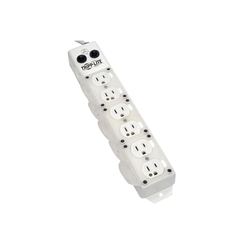 Tripp Lite Medical Grade Power Strip for Patient Care Vicinity, 6 Hospital-Grade Outlets, 120V, 15 ft. Right-Angle Cord, UL 1363A, White (PS-615-HG-OEMRA)