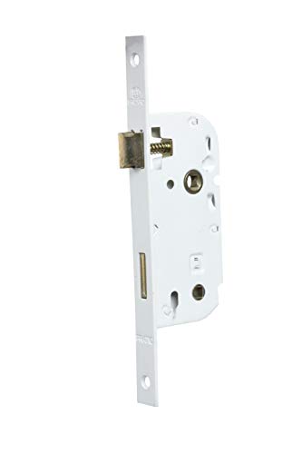 Bricard 2683 Serrure à encastrer axe 40 mm pour Porte de Salle de Bains et Toilettes, fermeture par Bouton, coloris Blanc
