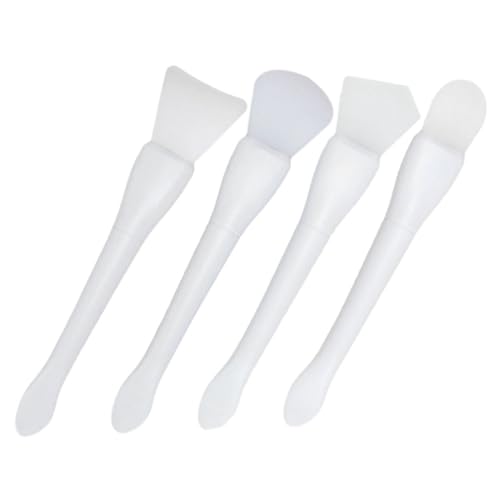 DECOMELODY 4 piezas Pinceles Aplicadores para Mascarilla Facial de Silicona Suave Cabezal Flexible y Mango Ligero Incluye Espátulas de Abanico Pala Lengua y Polígono para Aplicación Uniforme
