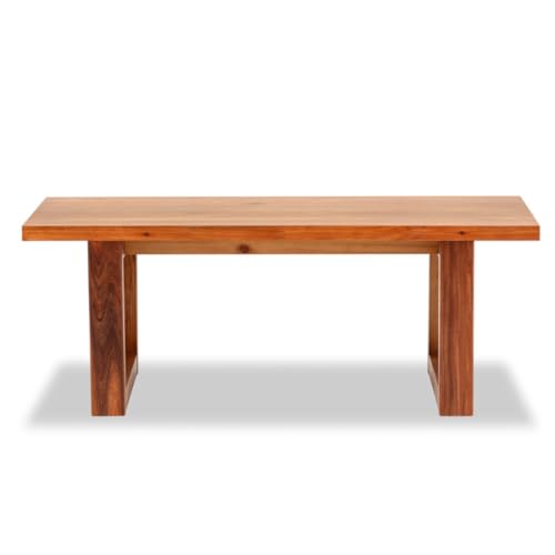 Image of Solid Sheesham Wood Coffee Table, Durable Sheesham Construction, Polished Rosewood Finish, Sturdy Modern Design, Brown, 70 * 40 * 32CM