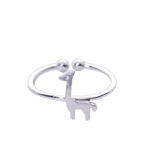 Bague ajustable pour femme en motif cerf mignon et girafe 3D