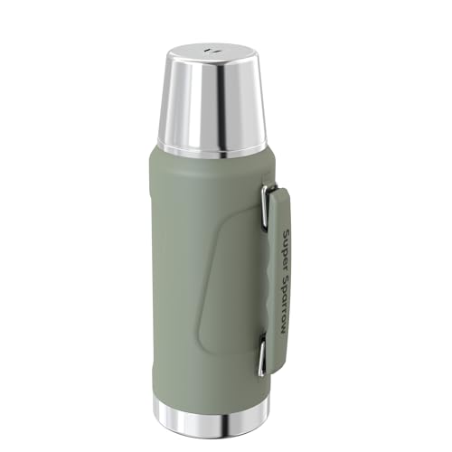 Super Sparrow Stainless Steel Water Bottle - 1500ml - Wide Mouth Vacuum Insulated Flask - BPA-Free ThermosBottle - Leakproof Lid Doubles as Cup